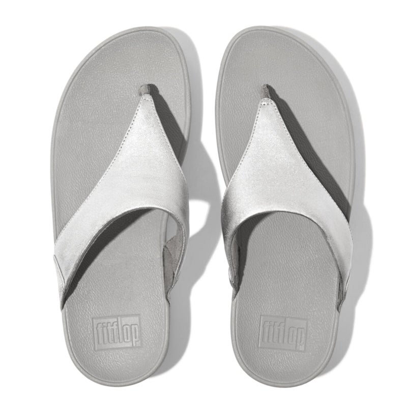 FitFlopâ„¢ Womens Lulu Leather Toe-Post Sandal, Silver, Size 7 - Image 4